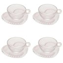 Ver imagem 1 de Conjunto de 4 Xícaras com Pires de Chá Wolff Pearl Coração de Cristal 180ml