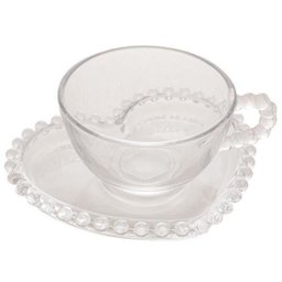 Conjunto de 4 Xícaras com Pires de Chá Wolff Pearl Coração de Cristal 180ml - 2