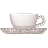 Conjunto de 4 Xícaras com Pires de Chá Wolff Pearl Coração de Cristal 180ml - 4