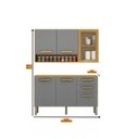 Ver imagem 3 de Kit Cozinha 6 Portas 2 Gavetas Nicho e Vidro Reflecta Adele Espresso Moveis Cinza/Cinamomo