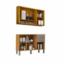Ver imagem 4 de Kit Cozinha 6 Portas 2 Gavetas Nicho e Vidro Reflecta Adele Espresso Moveis Cinza/Cinamomo