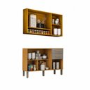 Ver imagem 4 de Kit Cozinha 6 Portas 2 Gavetas com Nicho e Vidro Reflecta Adele Espresso Moveis Cinza/Cinamomo/Acetinado