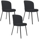 Ver imagem 1 de Kit 3 Cadeiras Sala de Jantar Estofada Gavi L02 Linho Chumbo - Lyam Decor