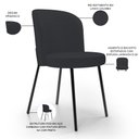 Ver imagem 4 de Kit 3 Cadeiras Sala de Jantar Estofada Gavi L02 Linho Chumbo - Lyam Decor