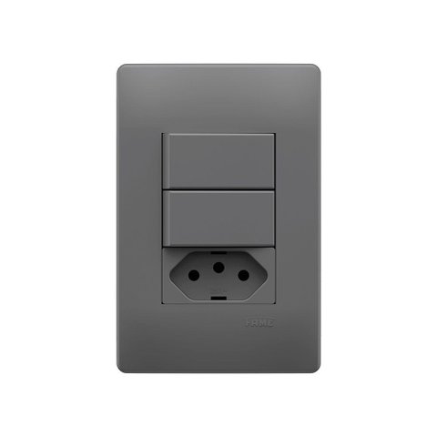 Interruptor Simples Duplo e Tomada 2p+t 10a Fame Habitat Onix com Placa 4x2
