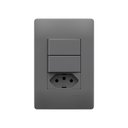 Ver imagem 1 de Interruptor Simples Duplo e Tomada 2p+t 10a Fame Habitat Onix com Placa 4x2