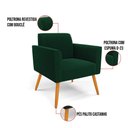Ver imagem 4 de Namoradeira e 2 Poltronas Pé Palito Castanho Marisa Bouclê Verde D03 - D’Rossi