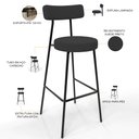 Ver imagem 4 de Kit 02 Banquetas Baixa Bar Cozinha Sala de Jantar Estrutura em Aço Milão L02 Suede Preto - Lyam Deco