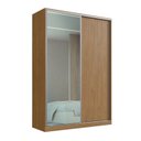 Ver imagem 1 de Guarda-Roupa Casal 2 Portas de Correr 1 Espelho 3 Gavetas MDF Aura 165cm Marrom Freijó Natura