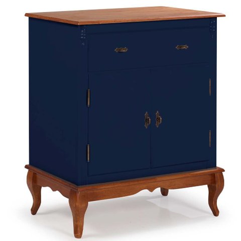 Balcão Linz com Pés Luis Xv 2 Portas 1 Gaveta 99 X 90 X 45 Cm (a X L X P) - Cor Azul Petróleo/imbuia