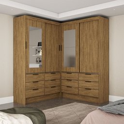 Closet Casal Duplo Sevilha 4 Portas com Espelho 12 Gavetas Carioca Móveis - 1