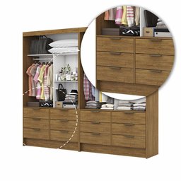 Closet Casal Duplo Sevilha 4 Portas com Espelho 12 Gavetas Carioca Móveis - 7