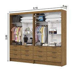 Closet Casal Duplo Sevilha 4 Portas com Espelho 12 Gavetas Carioca Móveis - 5