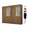 Closet Casal Duplo Sevilha 4 Portas com Espelho 12 Gavetas Carioca Móveis - 3