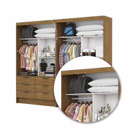 Closet Casal Duplo Sevilha 4 Portas com Espelho 12 Gavetas Carioca Móveis - 6