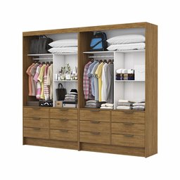 Closet Casal Duplo Sevilha 4 Portas com Espelho 12 Gavetas Carioca Móveis - 4