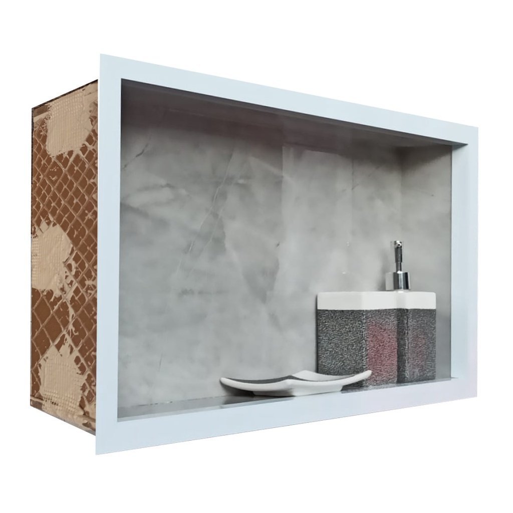 Nicho de Porcelanato Cinza Pulpis para Banheiro 60x32cm - 10