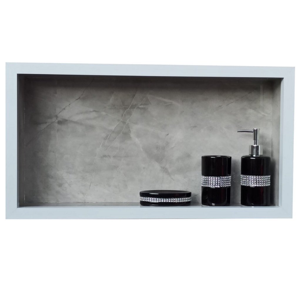 Nicho de Porcelanato Cinza Pulpis para Banheiro 60x32cm - 13