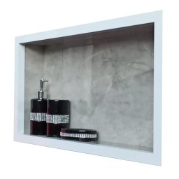 Nicho de Porcelanato Cinza Pulpis para Banheiro 60x32cm - 15