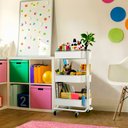 Ver imagem 2 de Carrinho Multiuso Organizadora 3 Prateleiras Estante Movel em Aço Quarto Sala Brinquedos Salao Manic
