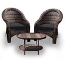 Ver imagem 1 de Conjunto de Poltronas Fibra Sintética Karibe - 2 Poltronas + 1 Mesa Centro - Tecido Duna Preto