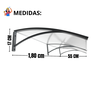 Toldo Policarbonato 1,80 X 0,50m Preto e Translucido com Kit - 3