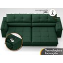 Ver imagem 6 de Sofá com Carregador USB Retrátil Reclinável Montreal 2,90m Velosuede Verde - NETSOFAS