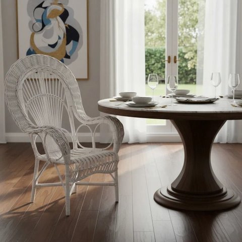 Cadeira Pavão Cor Branca com Almofada