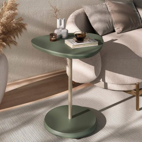 Mesa de Apoio Lateral Oval Bel - 100% Mdf Menta