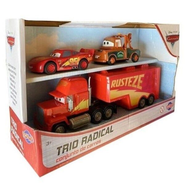 Conjunto Carrinhos Trio Mcqueen Mate e Mack Carros Disney Toyng