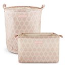 Ver imagem 1 de Conjunto de Cesto para Roupa-brinquedo e Cesto Organizador Retangular Rosa - Listrada
