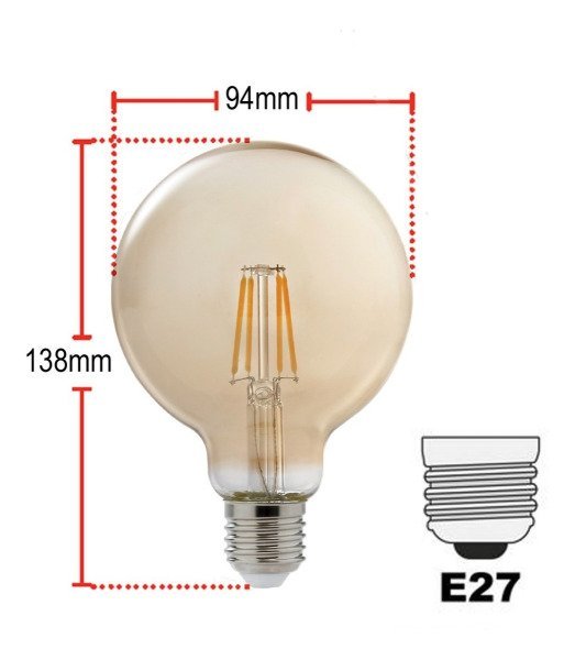 Lâmpada Led Retrô Globo G95 E27 4w 2200K Bivolt Ambar Avant - 2