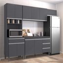 Ver imagem 1 de Cozinha Modulada Completa Andréia 240 Cm com Tampo Cinza Ajl