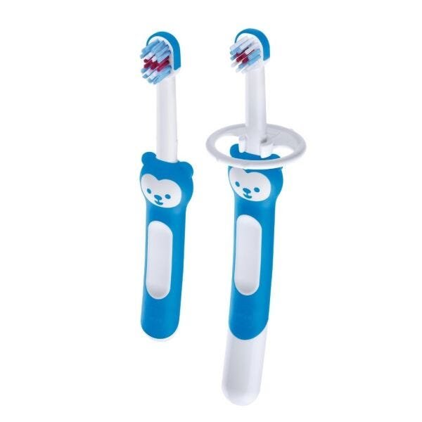 Escova De Dentes Mam 5+ Learn Brush 8307 Azul Menino Dupla