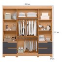 Ver imagem 2 de Guarda Roupa Solteiro Vivacce 04 Portas com Espelho e Cômoda Mobi Freijo Titanium - Móveis Albatroz