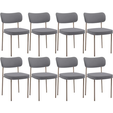 Kit 08 Cadeiras Estofadas para Sala de Jantar Melina Base Arena L02 Suede Cinza - Lyam Decor