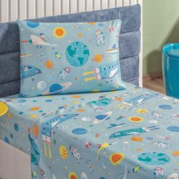 Jogo Cama Lençol Fantasy Solteiro Infantil Microfibra 3 Peças - Astronauta - 1