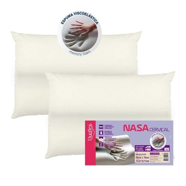 Kit 2 Travesseiros NASA Viscoelástico Cervical Duoflex - 1