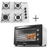 Fogão Cooktop 4 Bocas Branco + Forno de Eletrico 48 Plus 127v - 1