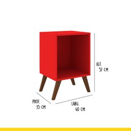 Mesa de Apoio 40 x 57 x 35 Cm Pés Retrô MDP Vermelho - ClickLar - 3