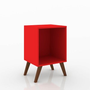 Mesa de Apoio 40 x 57 x 35 Cm Pés Retrô MDP Vermelho - ClickLar
