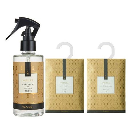 Kit Home Spray 200ml com 2 Sachês Vanilla Via Aroma