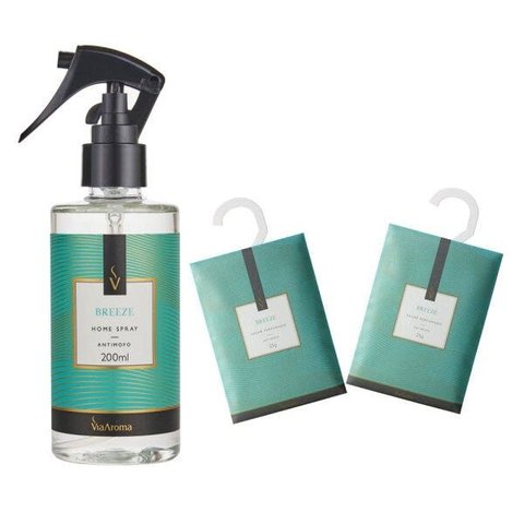 Perfume para o Ambiente Home Spray Breeze 200ml e 2 Sachês Breeze Via Aroma