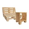 Conjunto Sala Sofá Rústico de Madeira Palete em Pinus com Encosto Lugares + Mesa de Apoio - 2