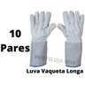 Luva Vaqueta Soldador Armador Longa com 10 Pares - Proteloja Epi`S - Cinza Claro - Unico - 1