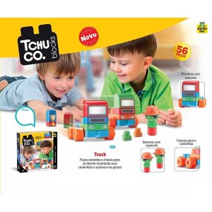 BRINQUEDO INFANTIL TCHUCO BLOCKS TRUCK 56 PEÇAS SAMBA TOYS