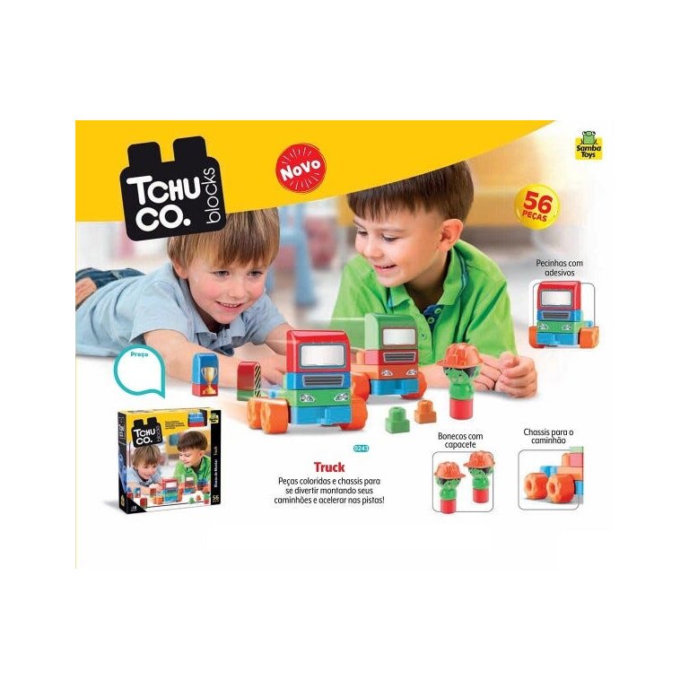 BRINQUEDO INFANTIL TCHUCO BLOCKS TRUCK 56 PEÇAS SAMBA TOYS
