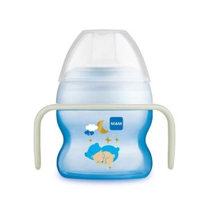 Copo de Treinamento Bebe Mam 150 Ml Starter Brilha Escuro Night Antivazamento Azul 4+ 4253