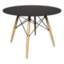 Ver imagem 1 de Mesa de Jantar 4 Lugares Redonda 120cm Tampo MDF Pés Eiffel Paris R02 Preto - Mpozenato