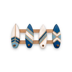 Porta Chaves e Cabideiro Prancha Azul Marinho 40 Cm Decoração de Praia em Madeira - 2
